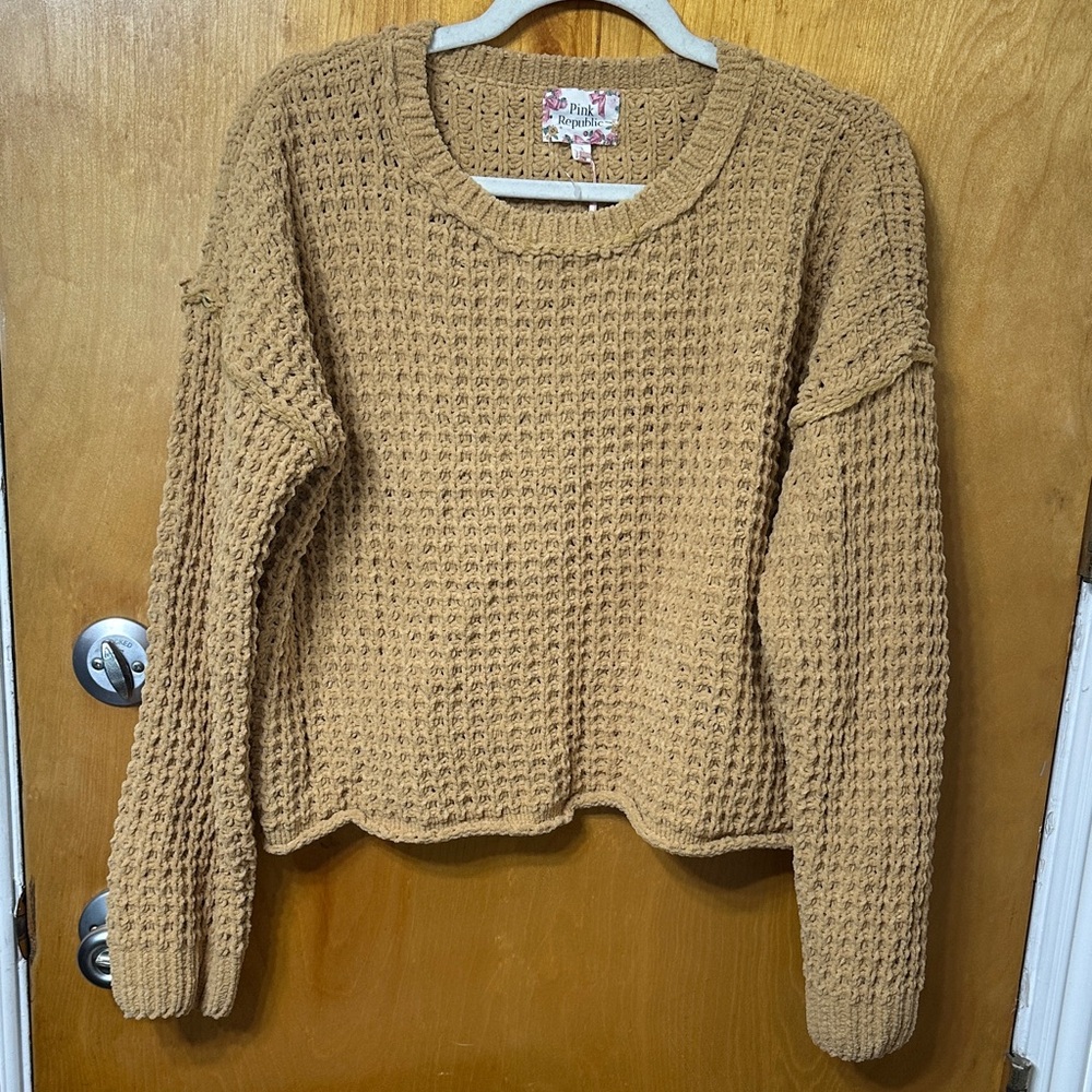 Pink Republic Tan Waffle Knit Sweater